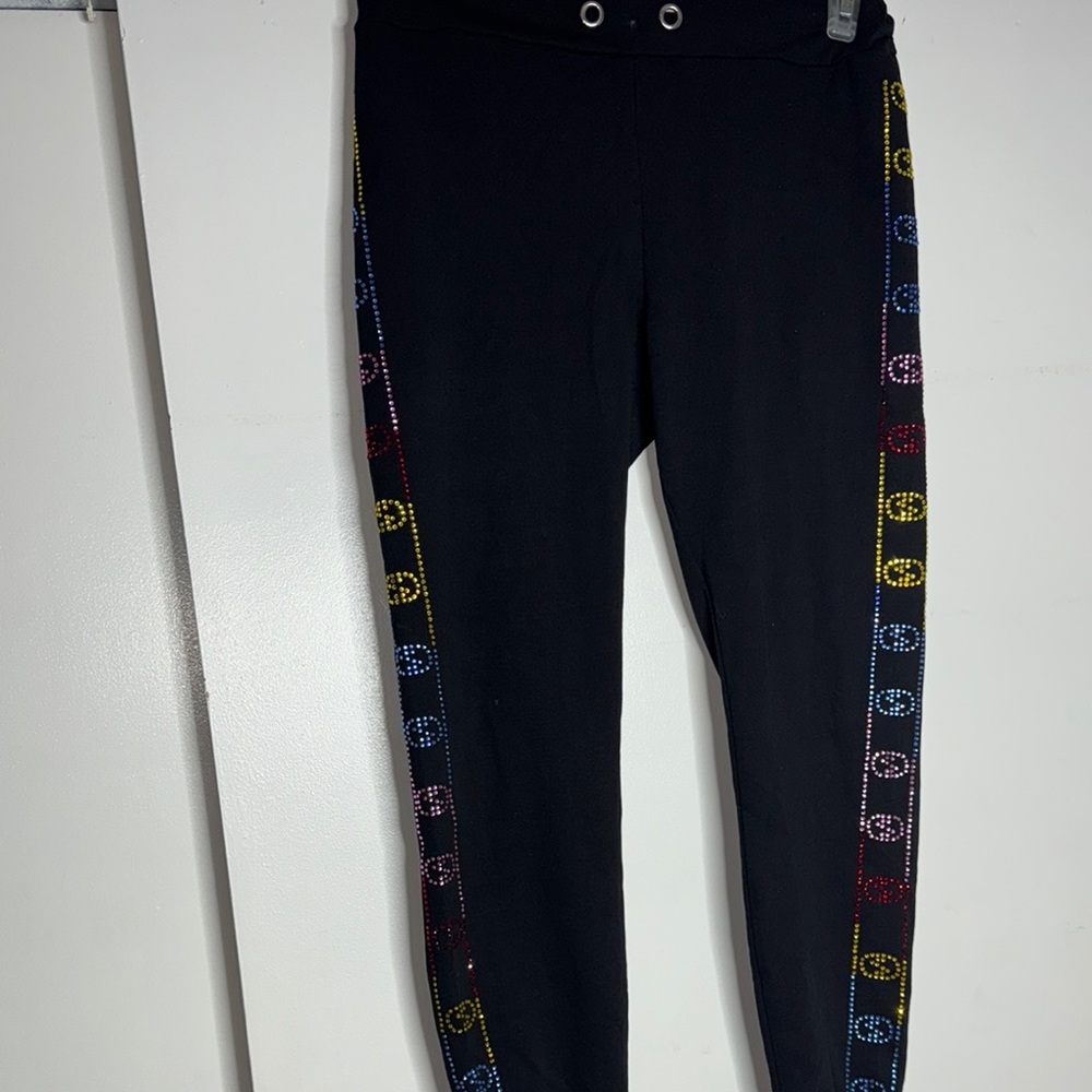Gucci Black Leggings with Colorful Side Stripes